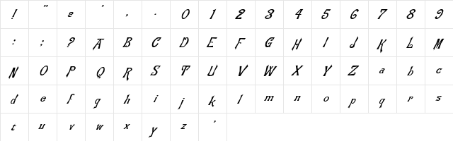Florbon-Italic Regular  glyph index