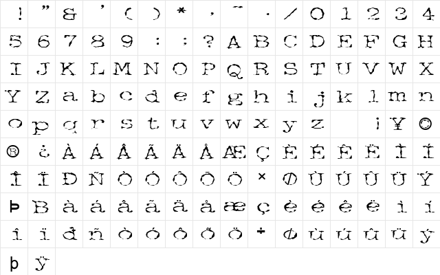 FZ WACKY 34 Normal  glyph index