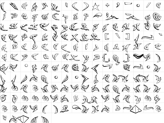 RaseOne Outline  glyph index