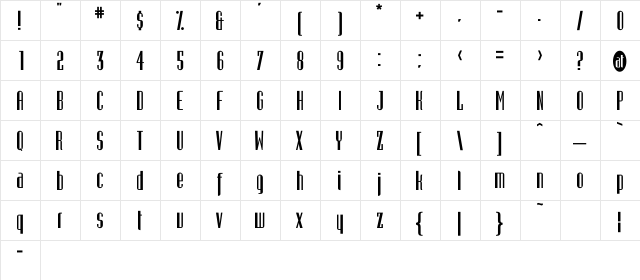 Gustavus Regular  glyph index