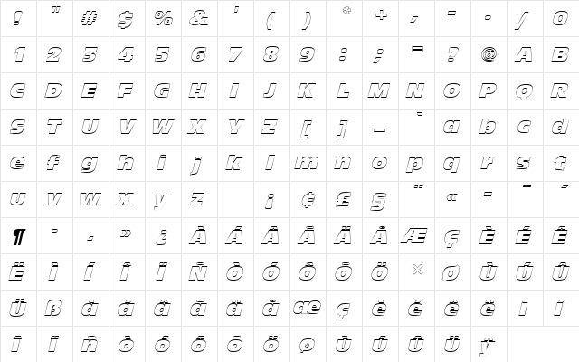 AntiqueOliTComItaOu1 Regular  glyph index