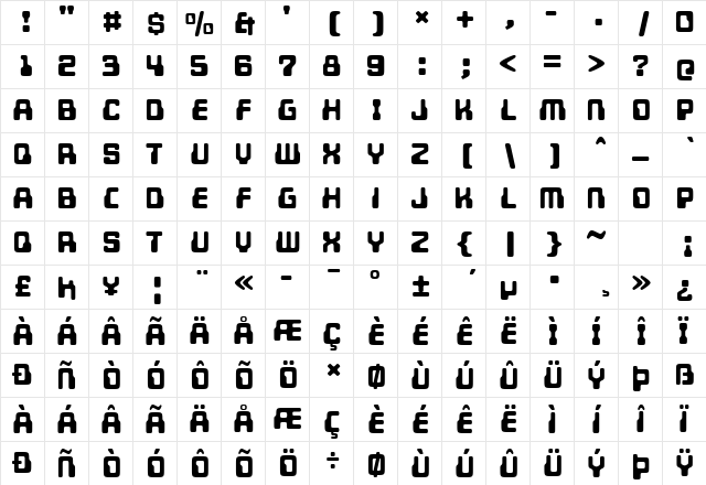 Unicephalon Heavy  glyph index