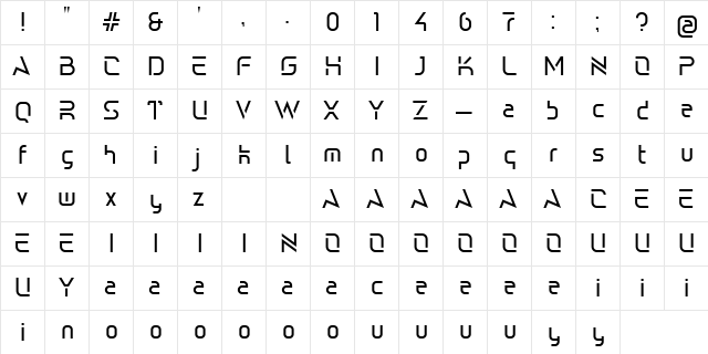 Alcatraz Demo Regular  glyph index