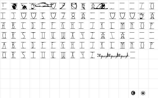 BarrettSuspended Regular  glyph index