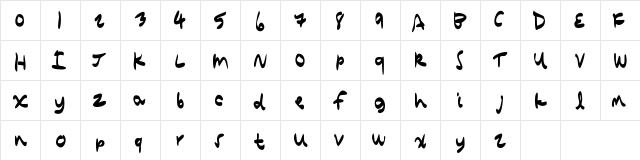 QuickComic Regular  glyph index