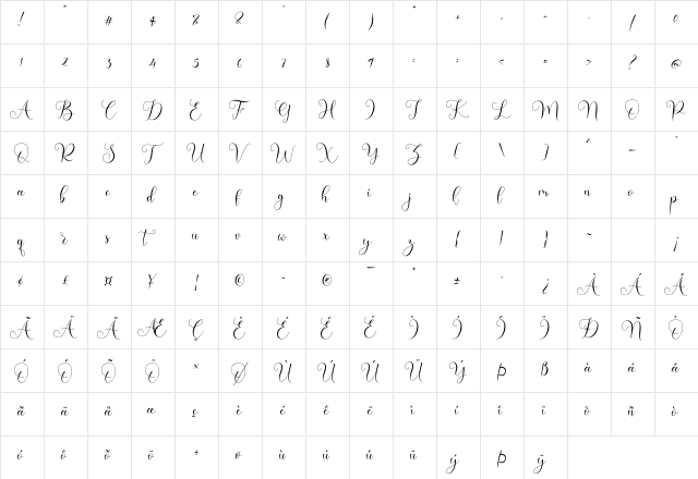 Endenesilia Regular  glyph index