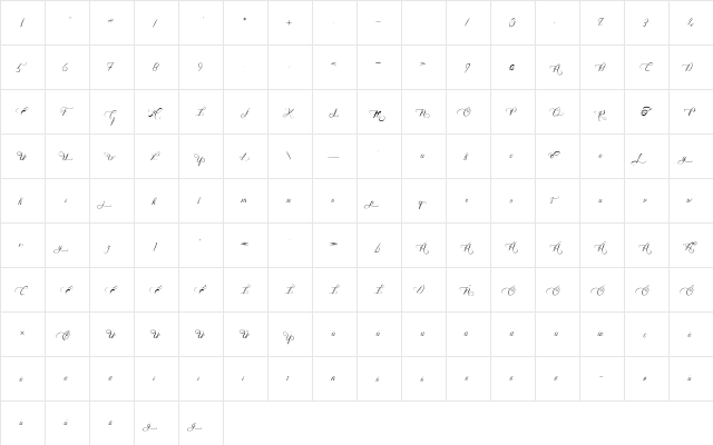Heart Romance Italic  glyph index