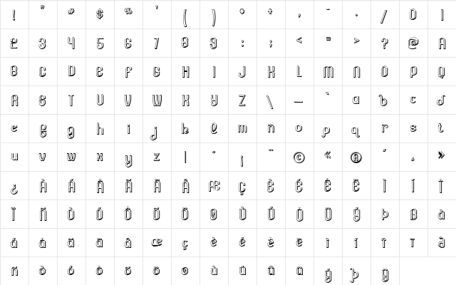 Lesser Concern Shadow Regular  glyph index