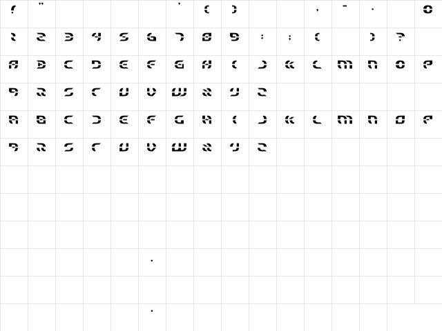 Ewok Bold  glyph index