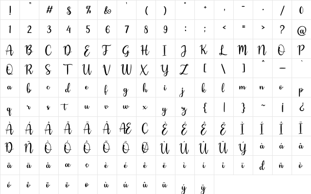 Hey Lover Lover  glyph index