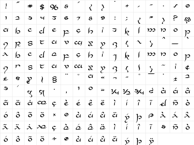 Half-Elven Expanded Expanded  glyph index