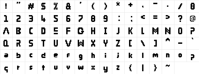 Pix Riddim Regular  glyph index