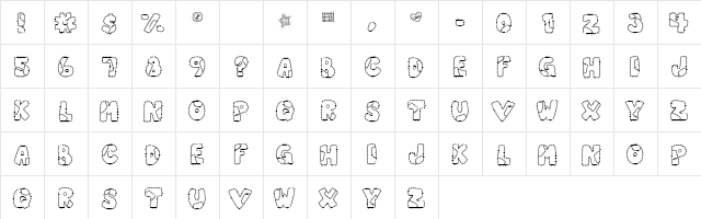 Scrap Stitches Regular  glyph index
