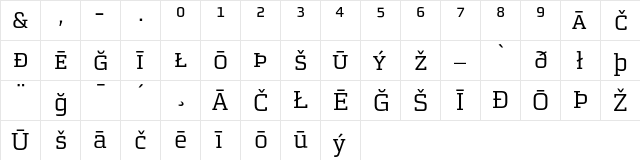 MorganAvec RegularPi  glyph index
