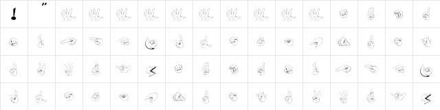 zoefingerabc Regular Regular  glyph index