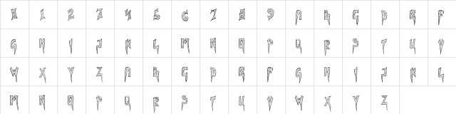 WEBBING Regular  glyph index