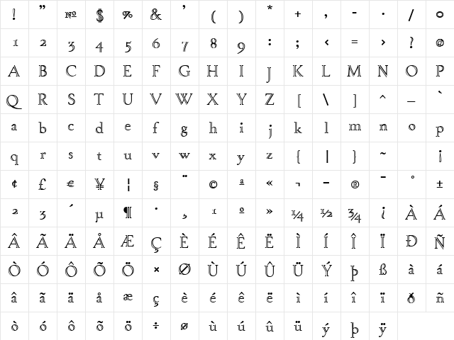 TaskOpen Regular  glyph index