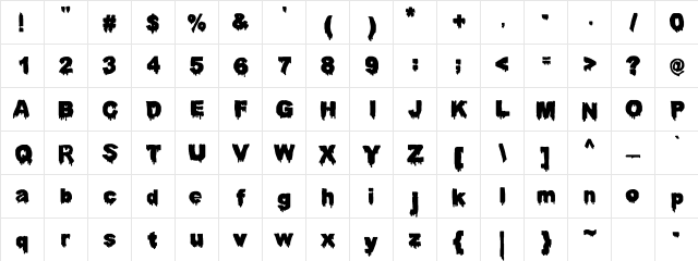 Darah Erc Regular  glyph index