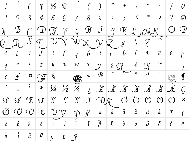 FranciscoLucas Briosa Regular  glyph index