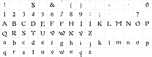 Farirys Paradise Regular  glyph index