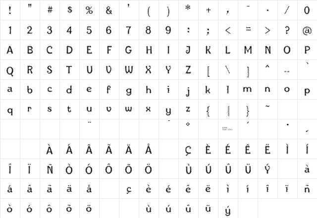 IngoneSaw Regular  glyph index