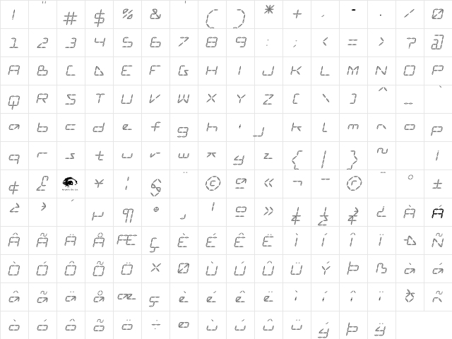 Vanguard III AOE Oblique  glyph index