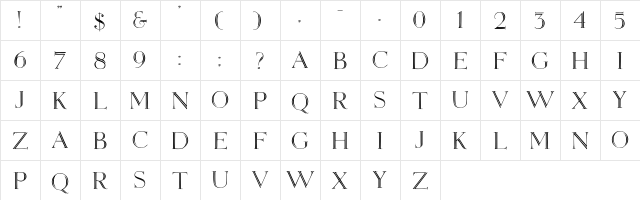 Elizabeth-Ann Regular  glyph index