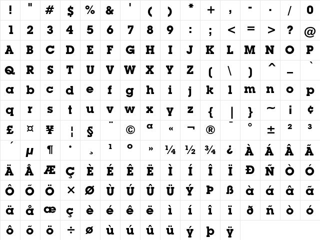 ITC Lubalin Graph Bold  glyph index