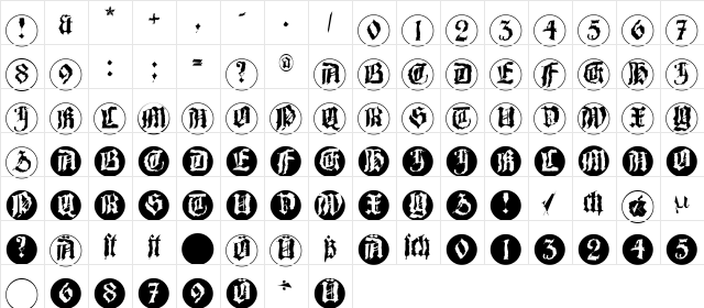 Barlos-RandomRings Regular  glyph index