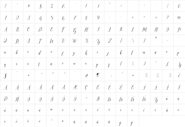Astereiska Regular  glyph index
