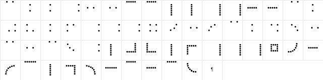 Borders Dot Rule Regular  glyph index