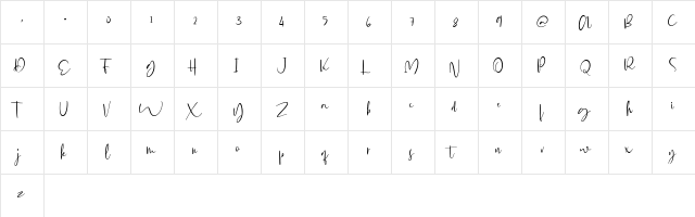 Glorial Regular  glyph index