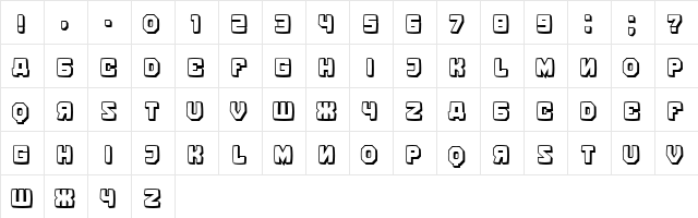 Kalinka Distorted 3D Regular  glyph index
