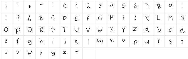 Calligraphy Of Adonai Regular  glyph index