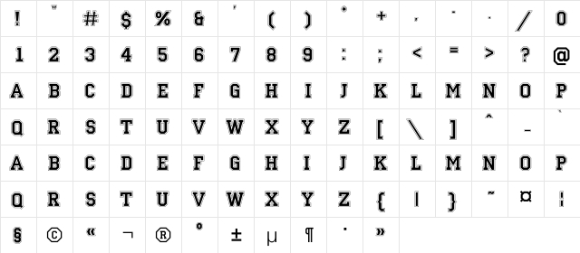 a_CampusGrav Regular  glyph index