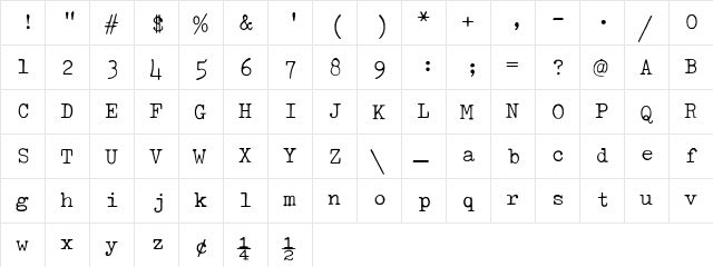 01196c2 Regular  glyph index
