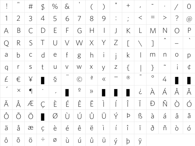 Whitney Light  glyph index