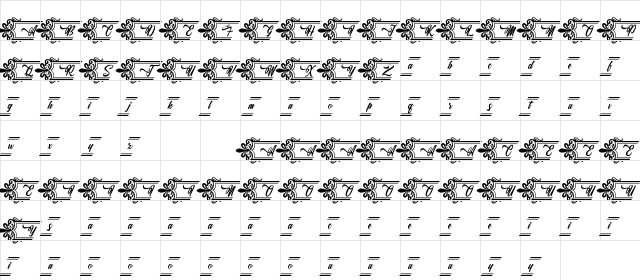 Clasicalderibbon Regular  glyph index