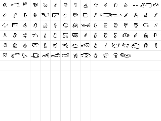 BlockheadIllustDarkSide Regular  glyph index