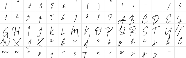 Sandhalle Regular  glyph index