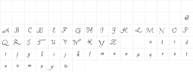 Pavane Regular  glyph index