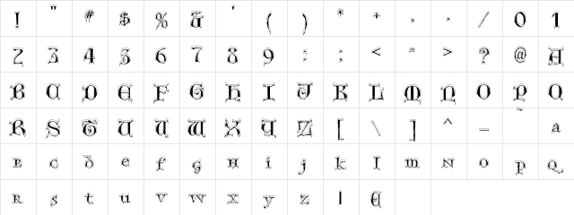 Generic Uncials 'Snowcapped' Regular  glyph index