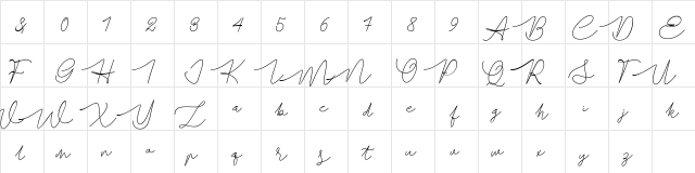 Batavia Glamore Script Regular  glyph index