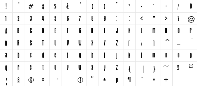 ApicalC Regular  glyph index