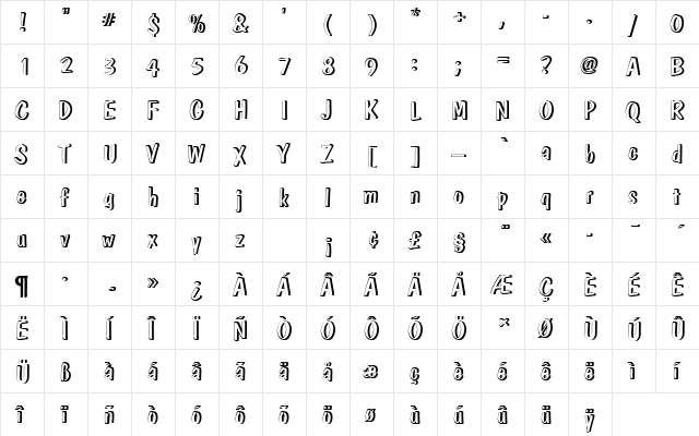 DomCasualDRegRe1 Regular  glyph index