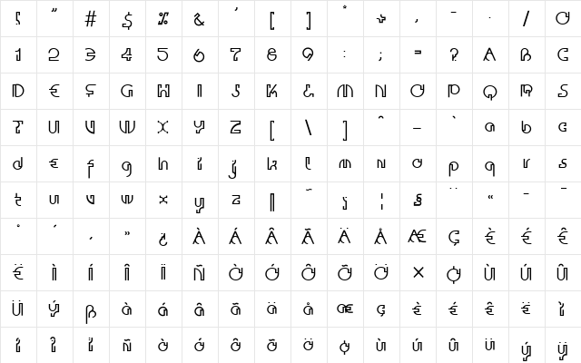 ContactaLL Medium  glyph index