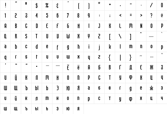 Beast vs SpreadTall Regular  glyph index