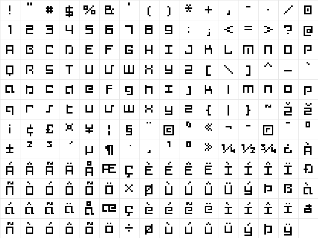FFF Bytecode Regular  glyph index
