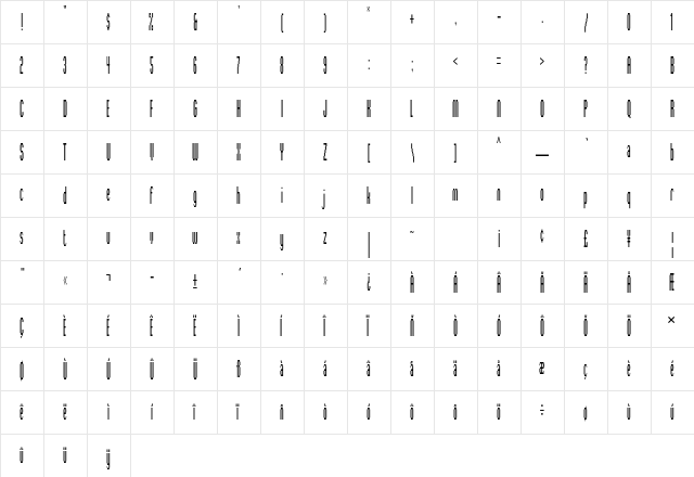 Digitek Std Regular  glyph index