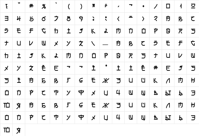 DS EhC Regular  glyph index